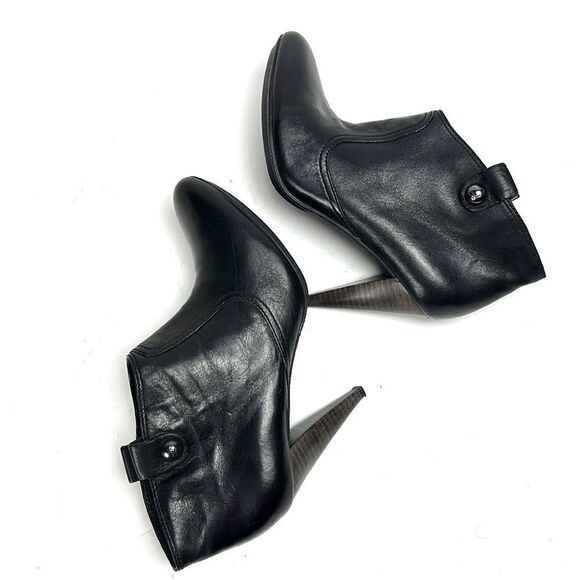 COACH Aliza Black Leather Ankle Booties High Heels size US 7 - Picture 5 of 16